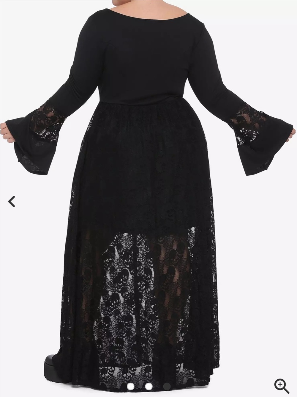 NWT Hot Topic Skull Lace Bell Sleeve Maxi Dress Black Gothic XL - Picture 2 of 6